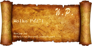 Wolko Pál névjegykártya